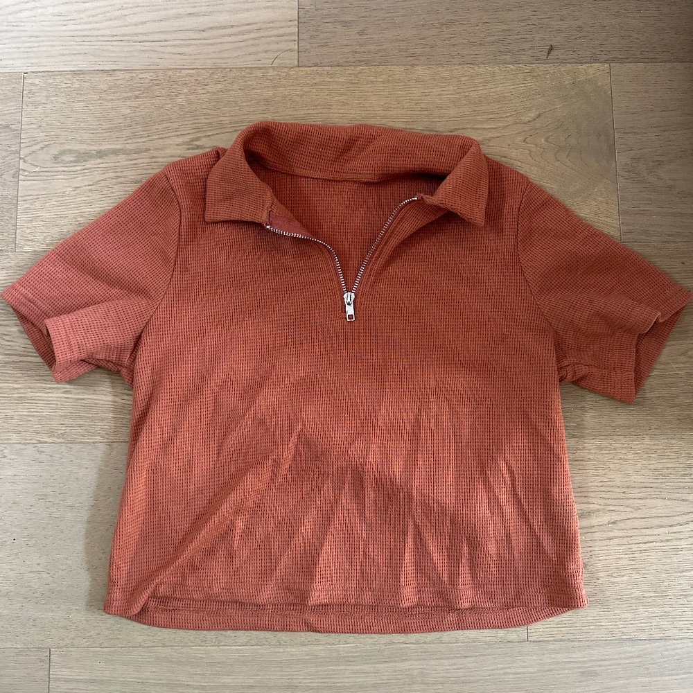 Dazy Orange Zip up Collared Shirt